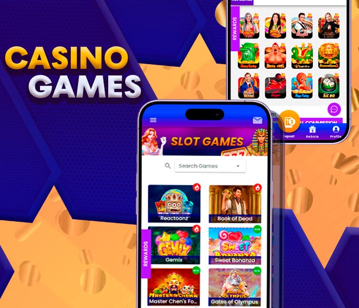 Large section of casino games